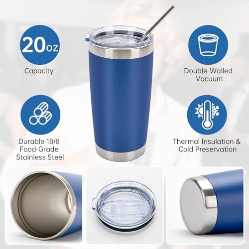 IEOVIEE 32 Pack 20oz Stainless Steel Insulated Bulk Tumblers with Lid&Straw