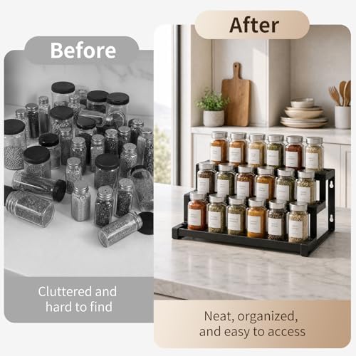 Expandable Spice Rack Organizer for Cabinet, Supports 17.6 lbs Per Tier