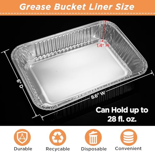 50 Pack Weber Grills Compatible Drip Pans 6415 for Weber Grills Spirit Gas Grills, Q Grills, Genesis and Genesis II LX 200 300 Series Disposable Aluminum Foil Grease Trays 6 x 1.4 x 8.6 Inches