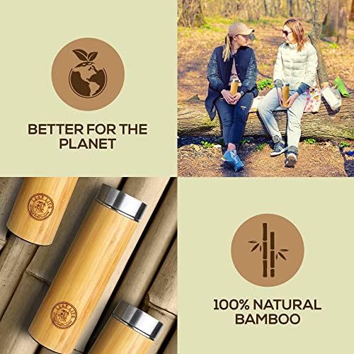 LeafLife Premium Bamboo Tea Tumbler with Infuser for Loose Leaf Tea