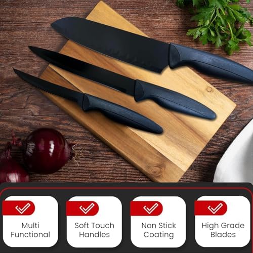20-Piece Kitchen Knife Set with Acrylic Block, High Carbon Stainless Steel Chef Knife Set with Steak Knives, Sharpener & Scissors, Dishwasher Safe, Anti-Slip Ergonomic Handle, Black