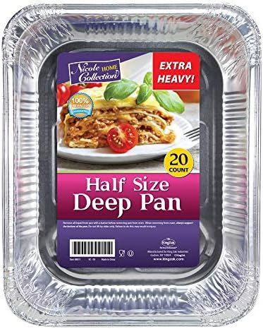 Aluminum Pans Half Size, 9X13, Extra Heavy Duty Disposable Foil Pans For Baking (20 Pack) Roasting & Chafing, Deep Tin Foil Bakeware, Steam Table Tray, Cookware, Food Prepping, Cake & Oven Pan