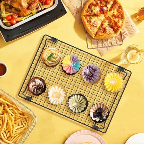 2 Pcs Cooling Racks for Cooking and Baking, 13.4x9.4inch Cookie Cooling Racks, Carbon Steel Wire Cooling Rack for Baking, Stackable Cooling Rack for Baking Cooking Cooling Roasting Making Jerky