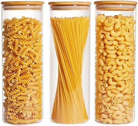 Vtopmart 70oz Glass Food Storage Jars with Airtight Bamboo Lids, 3 Pack