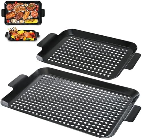 Covzoe 2 Pack Grill Pans, Nonstick Grill Topper for Outdoor Grill