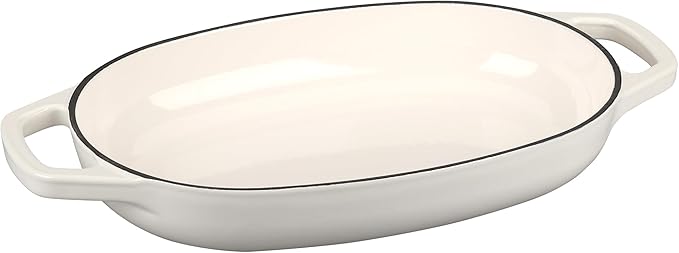 Enameled Cast Iron Oval Dutch Oven Pot with Lid, Dutch Oven for Sourdough Bread Baking, Bread Oven, Bread Dutch Oven, Oval Bread Pan, 5qt, White