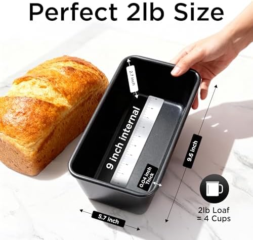 Wrenbury Large 2lb Loaf Pan for Baking Bread – Non Stick Carbon Steel Bread Pan 9.5 Inch for Homemade Banana Cake and Meatloaf – PTFE Free Bakeware