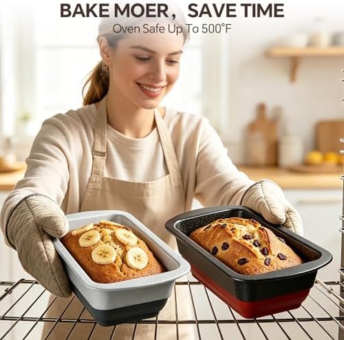 Bread Pans Set of 2, Nonstick 1 lb Loaf Pan With Pop Out Bottom