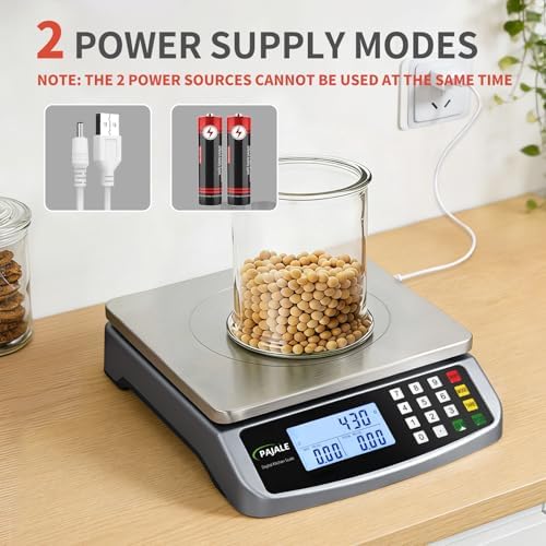66lb/30kg Food Scale, Large Digital Kitchen Scale 0.05oz/1g Commercial Scale for Food 304 Stainless Steel Counting Scale for sourdough Bread Baking Cooking Meat Restaurant Vegetables Farm