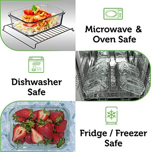 Verel Glass Food Storage Containers with Bamboo Lids (4 Pack, 36 Ounce) Eco Friendly Meal Prep Containers Airtight – Plastic Free, BPA Free