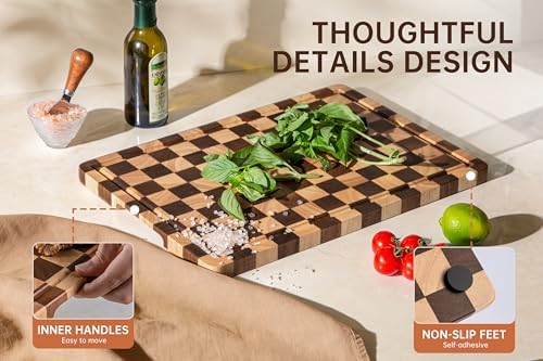 Checkered Cutting Boards for Kitchen, Wooden Chopping Board