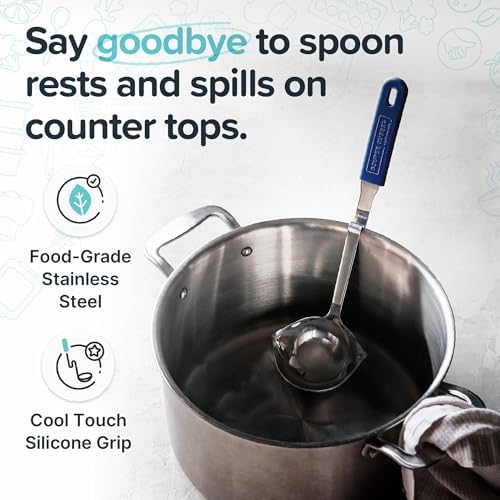 Souper Cubes Soup Ladle Stainless Steel with Patented Pot Hook, Blueberry