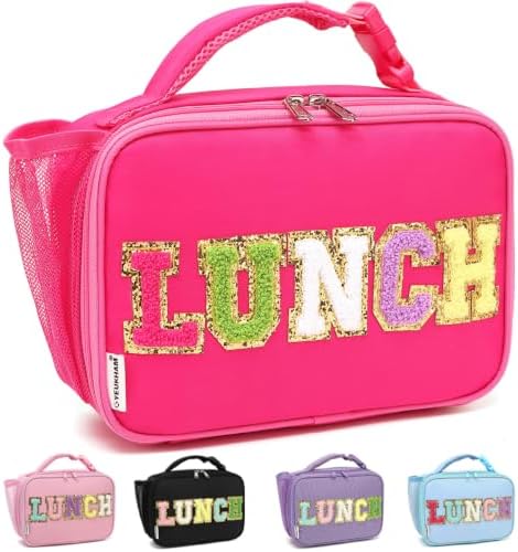 Insulated Lunch Box for School, Thermal Reusable Durable Freezable Lunch Bags for Kids Boys Girls Men Women - Small Soft Cooler Portable Lunch Tote Kit for Work Picnic Travel,Rose Red Alphabet
