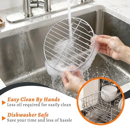 P&P CHEF 9 Inch Cooking Rack Round for Steaming Cooling, Silver, 2 Pack