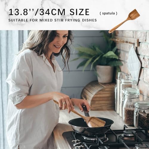 Wooden Spoons for Cooking, 4-Piece Acacia Wood Cooking Utensil Set