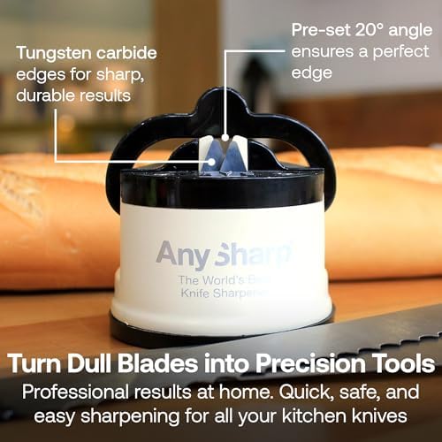 AnySharp – Pro – Easy to Use, Hands Free Knife Sharpener - Cream