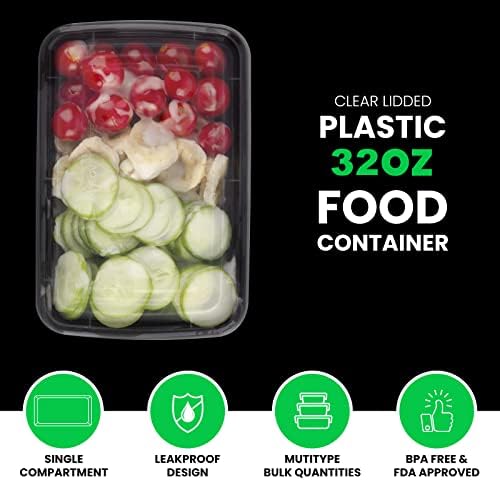 WGCC Meal Prep Containers, 10 Pack 32OZ Food Storage Containers with Lids, Extra-thick To Go Containers, Reusable Bento Lunch Box, BPA-Free, Microwave/Dishwasher/Freezer Safe