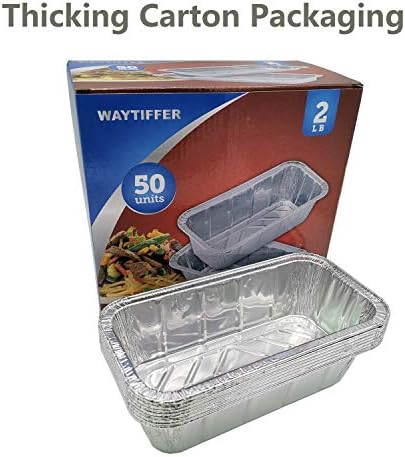 Waytiffer Loaf Pans [100 Pack] 2Lb Heavy Duty Disposable Aluminum Foil Premium Bread Tins Standard Size - 8.5" X 4.5" X 2.5" Perfect for Homemade Cakes & Breads