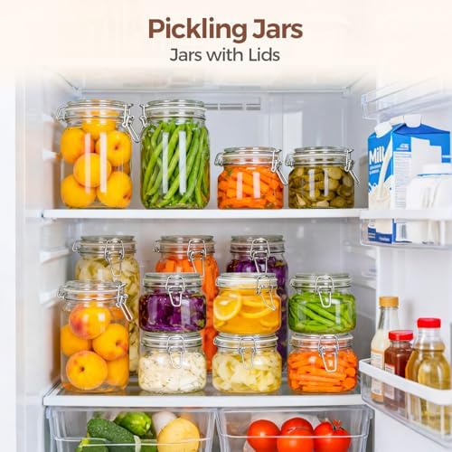 ComSaf Square Glass Food Jars 17 oz 6 Pack for Pickling and Herbs Storage