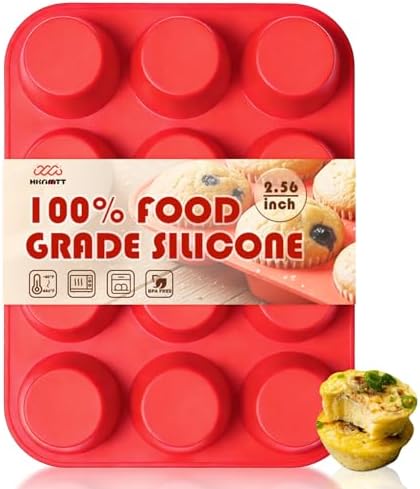 HKNMTT Silicone Muffin Pans for Baking 12Cups BPA-Free Egg Bites Mold