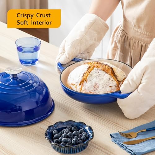 Velaze 5 QT Enameled Cast Iron Dutch Oven for Bread Baking with Dome Lid