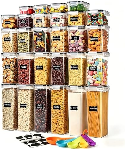 28pcs Airtight Containers, Clear Stackable Dry Food Storage