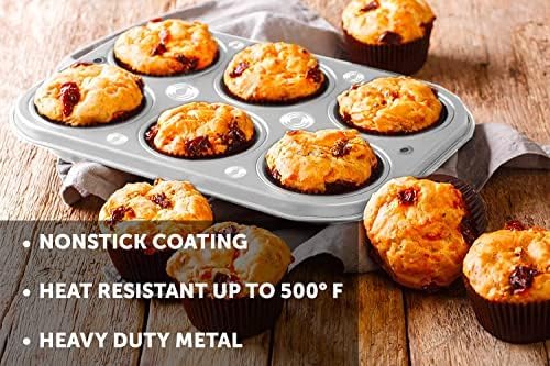 DecorRack 4 Pack Non-Stick Muffin Pans, 6-Cup, Oven Safe Steel BPA Free Regular Size Bakeware Molds for Baking Cupcakes, Egg Bites Easy to Clean Bakes Evenly (Pack of 4)