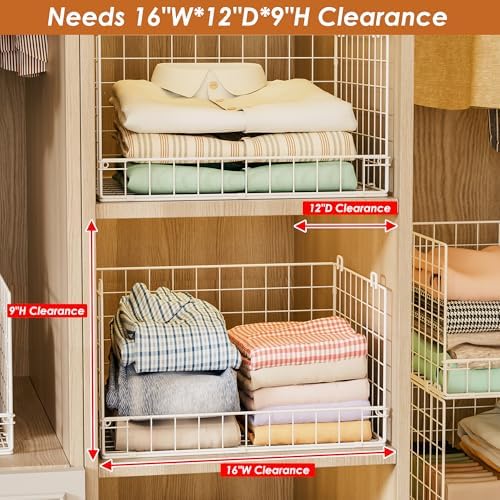 Yociyoga 8-Tier Stackable Closet Organizers and Storage Shelves, Foldable Closet Shelf Organizer, Stackable Storage Bins Drawers for Closet Organizer System, White(Patent No. 30022416)