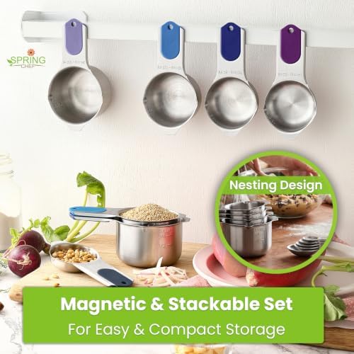 Spring Chef Magnetic Measuring Cups & Spoons Set of 15, Winter Frost