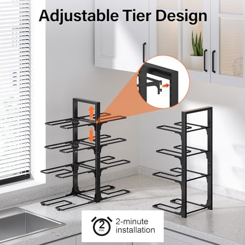 MUDEELA 8-Tier Heavy-duty pan organizers inside cabinet, 20.8" H Black