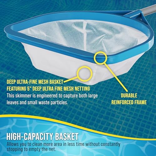 U.S. Pool Supply Pool and Spa Skimmer Net with Pole, 30" Long Handheld