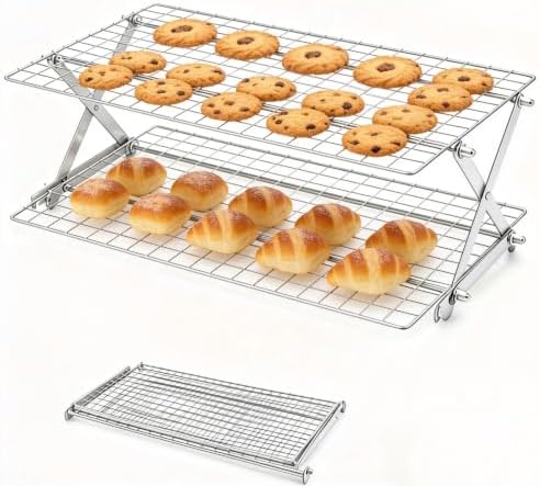 Collapsible Cooling Rack, Adjustable Stainless Steel Drying Rack (2 Tier)