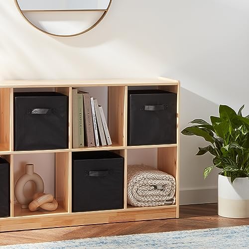 Amazon Basics Collapsible Fabric Storage Cube Bins Organizer with Handles, Organization Containers, Multifunctional, 13" x 13" x 13", Black, 6-Pack