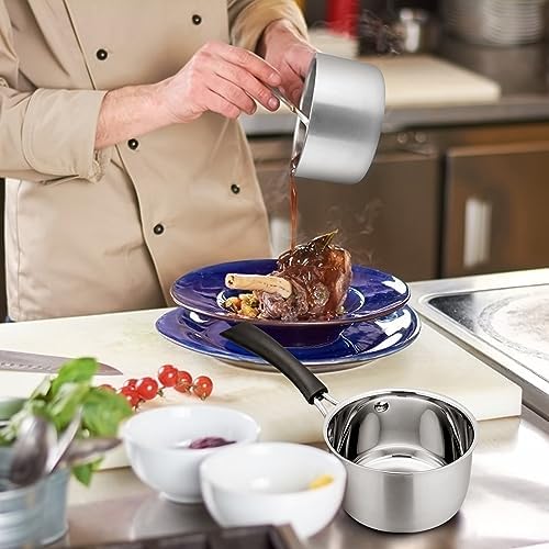 TeamFar 1qt & 2qt Saucepan with Lid, Stainless Steel Small Cooking Pot