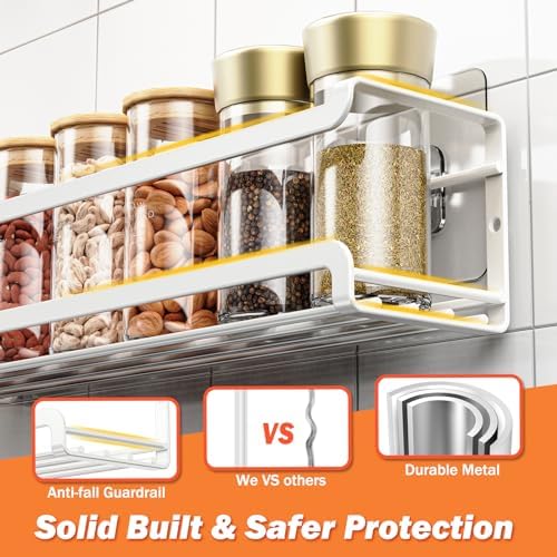 Bunoxea Spice Rack Wall Mounted 2 Pack, White,For Spice Jars & Seasonings