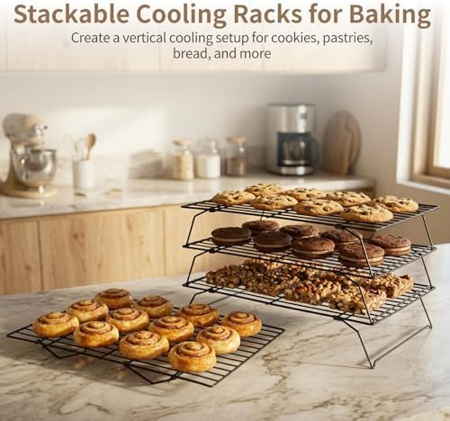 4 Pcs Cooling Racks for Baking and Stackable Collapsible