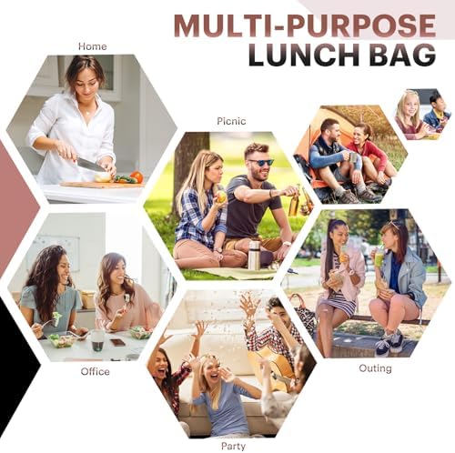 Lunch Bag for Women & Men Adult Insulated Lunch Box, Small Leakproof Cooler Food Lunch Containers Reusable High Capacity Lunch Tote Bags for Work, Travel, Outdoor (Black Panther)