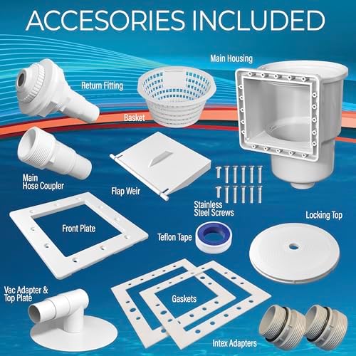 Wide Mouth Above Ground Pool Skimmer Kit, Thru Wall Skimmer with Basket