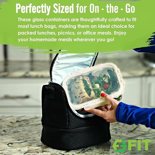Glass Meal Prep Containers 1 & 2 & 3 Compartments, Airtight, 35 oz, 3 Pack