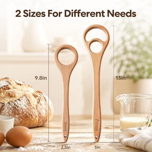 Wooden Dough Whisk Set, One-Piece Solid Beech Wood Danish Sourdough Whisks