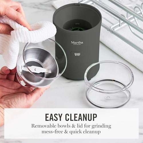 Martha Stewart Electric Coffee & Spice Grinder with Dual Bowls, Caviar Gray