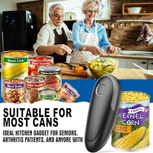 Electric Can Opener, One-Touch Automatic Can Opener for Seniors with Arthritis, Smooth Edge, Hands-Free, Fast Opening, Battery Powered, Food Safe Portable Electric Can Openers for Kitchen