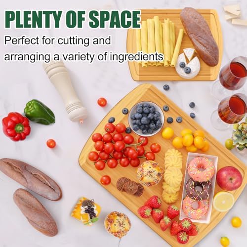 Homaxy Bamboo Cutting Boards for Kitchen Set of 2, Two-Tone