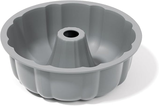 SOV silicone cake pan, silicone Cake Molds, Bakeware Non Stick 10 inch Pan for Jello,Gelatin,cake, Silicone Baking Molds for Cakes, Round Baking Pan (grey+1 pack)