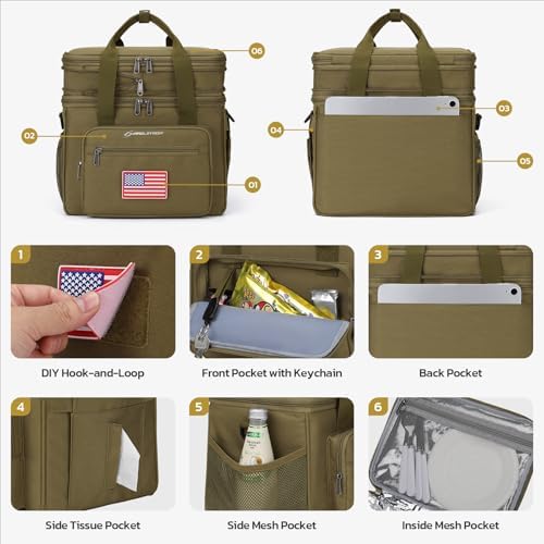 Maelstrom 23L Insulated Lunch Box, Expandable Double Deck Cooler Bag