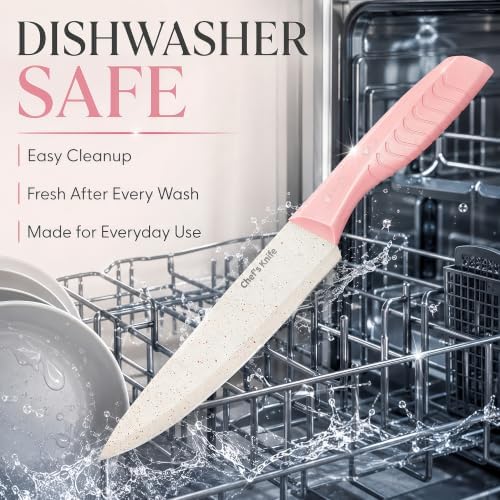 Knife Set with Built-in Sharpener Block, Dishwasher Safe