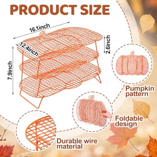 Frienda 3 Tier Thanksgiving Pumpkin Cooling Rack Collapsible 16x12", 2 Pcs