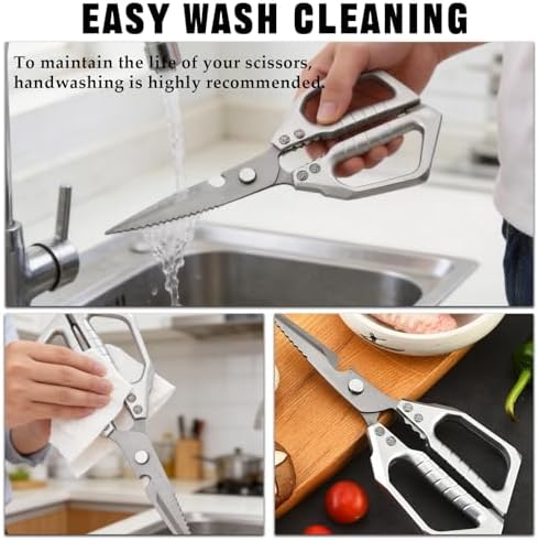2 Pcs Kitchen Scissors for Food Japanese, Japanese Stainless Steel Kitchen Shears for Food, Meat Scissors for Chicken Wing/Bone, Meat, Quail, Fish, Turkey, Vegetables - Poultry Shears