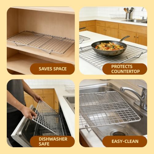 Cooling Rack 16"x10", 4-Tier Stackable & Collapsible Cooling Racks