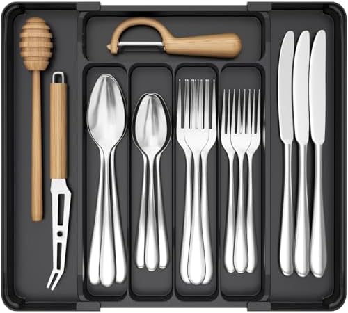 Lifewit Silverware Organizer for Drawer, Expandable Utensil Tray